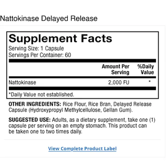 Наттокіназа Dr. Mercola 2000 FU 60 капсул (MCL21414) - фото 3