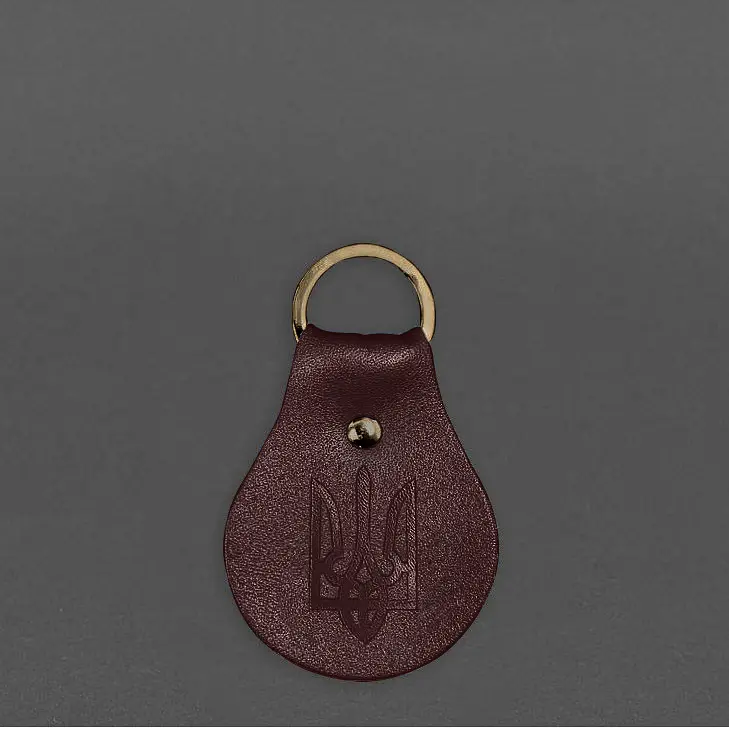 Шкіряний брелок Патріотичний з гербом бордовий - фото 4