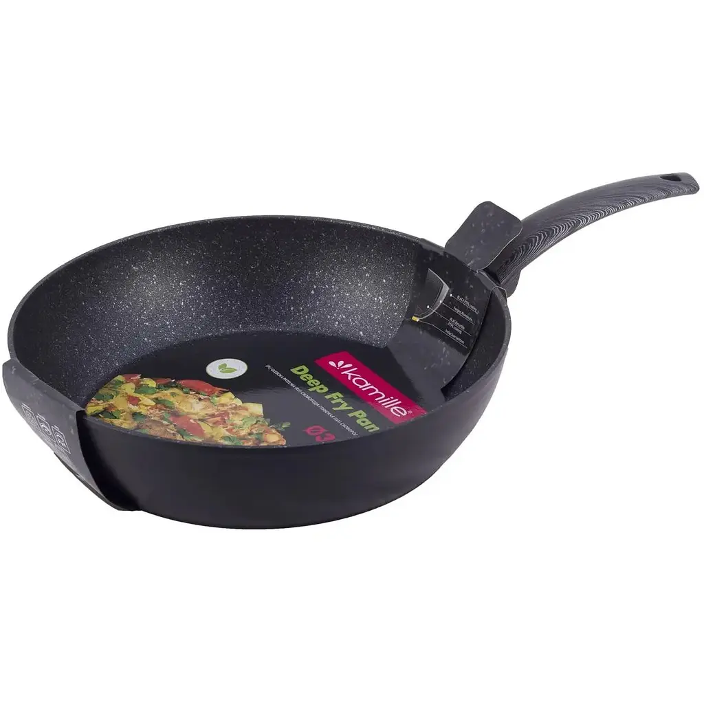 Сотейник Kamille Black marble алюминиевый с антипригарным покрытием 32 см (4137) - фото 6