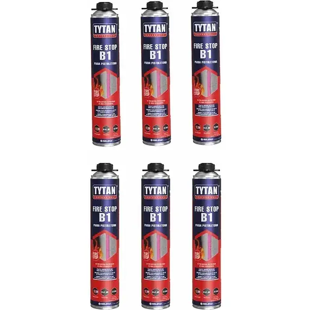 Піна монтажна Tytan Professional B1 вогнестійка 4.5 л (6 шт. x 750 мл) - фото 3