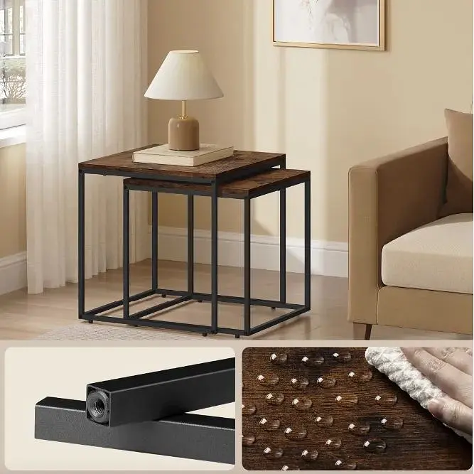 Комплект журнальных столиков Leobert Nika квадратный 50х50 50.5 см, 45х45х45.5 коричневый - фото 5