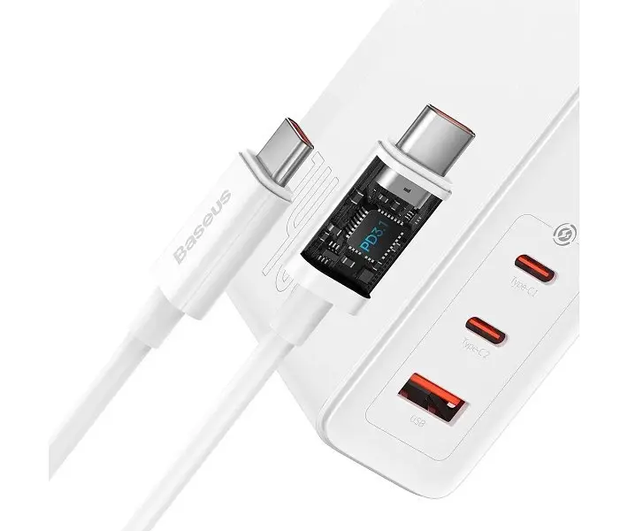 Адаптер - блок на 3 порта - зарядное Baseus Gan5 Pro Fast Charger 140W (CCGP100202) + кабель C to C - фото 2
