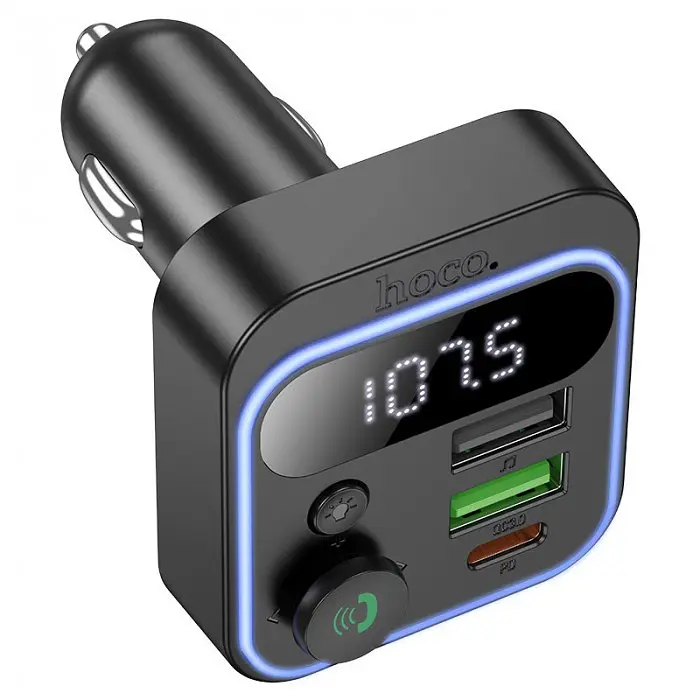 FM трансмиттер автомобильный HOCO E85 Tiger, Bluetooth модулятор с USB и Type C, быстрая зарядка PD и QC, дисплей RGB - фото 3