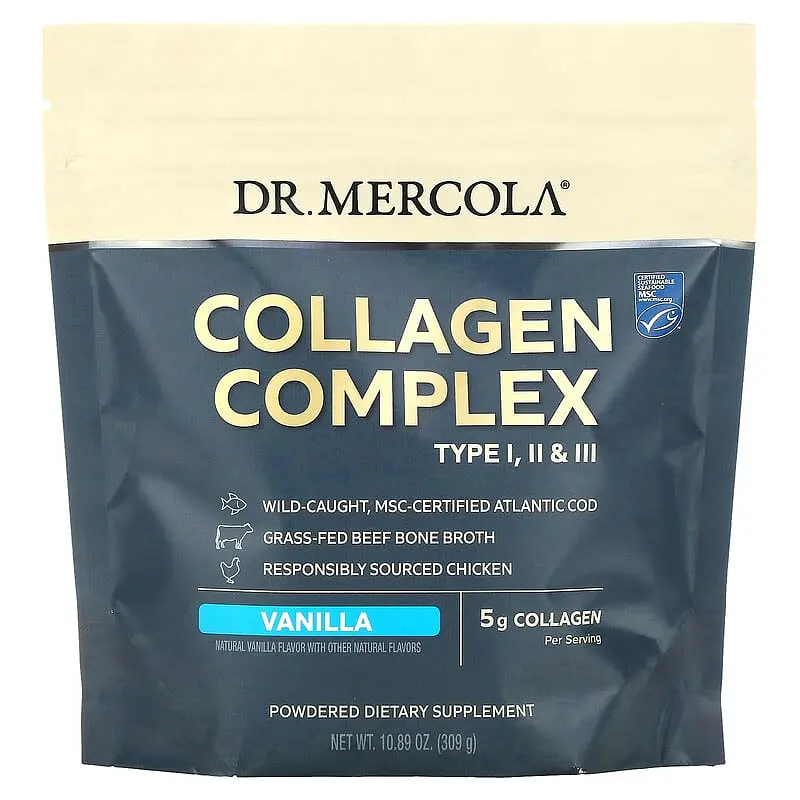 Колагеновий комплекс типів l, ll та lll, Collagen Complex, ваніль, 5 г, 309 грам Dr. Mercola vit0001750 - фото 2