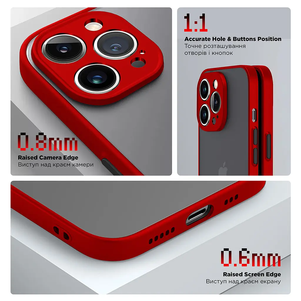 Чехол панель-накладка для Apple iPhone 14 Pro Max, Frosted Matte, красный, противоударный чехол с защитой всего корпуса, термополиуретан TPU + поликарбонат PC, ArmorStandart (ARM64480) - фото 3