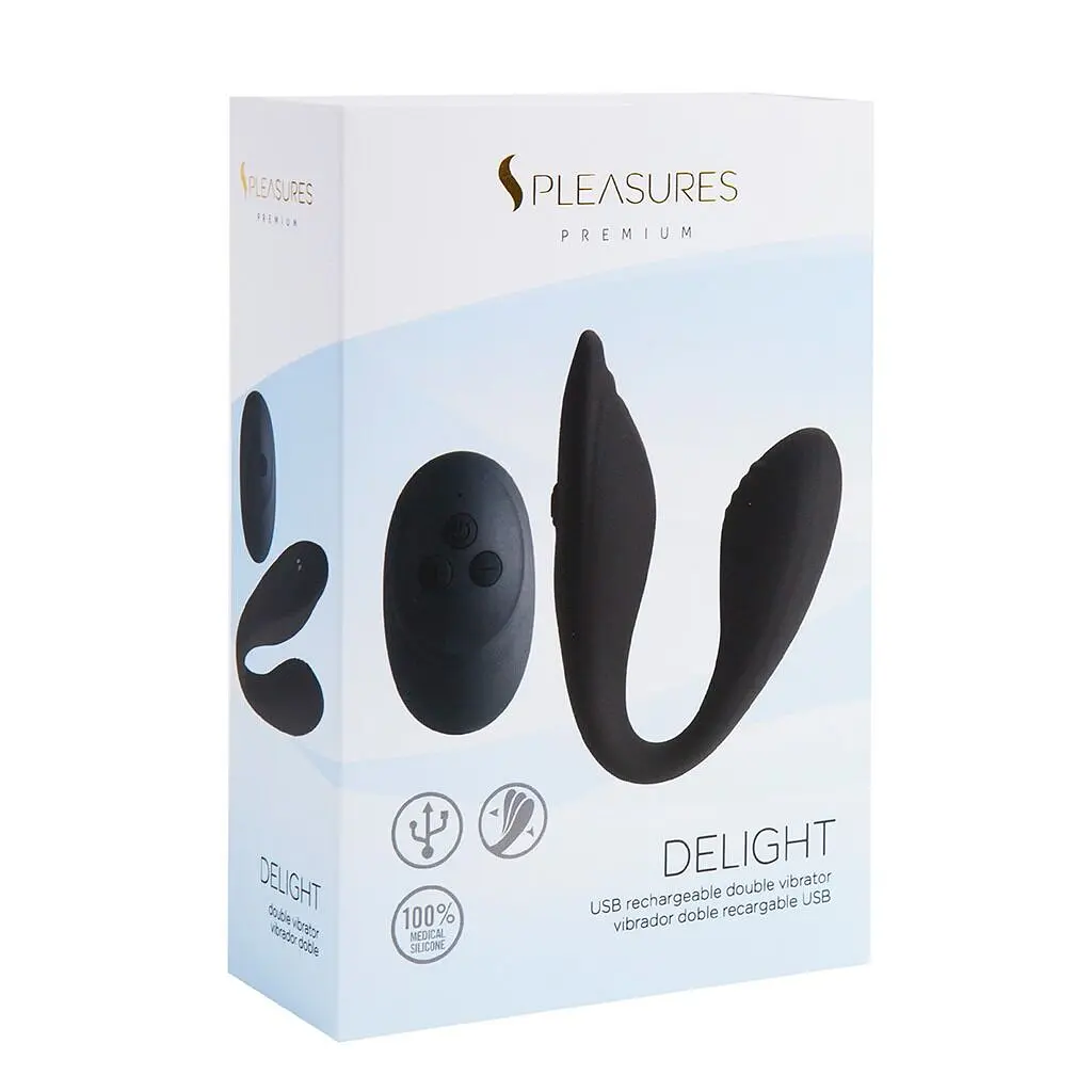 Подвійний вібратор S Pleasures Premium Delight, чорний, для клітора та точки G, 10 режимів - фото 5