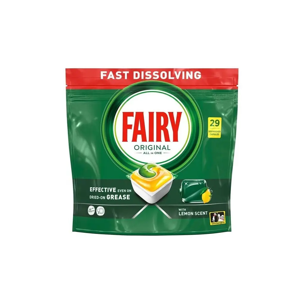 Таблетки для посудомийних машин Fairy Все-в-1 Original Лимон 29 шт. (8006530115711)