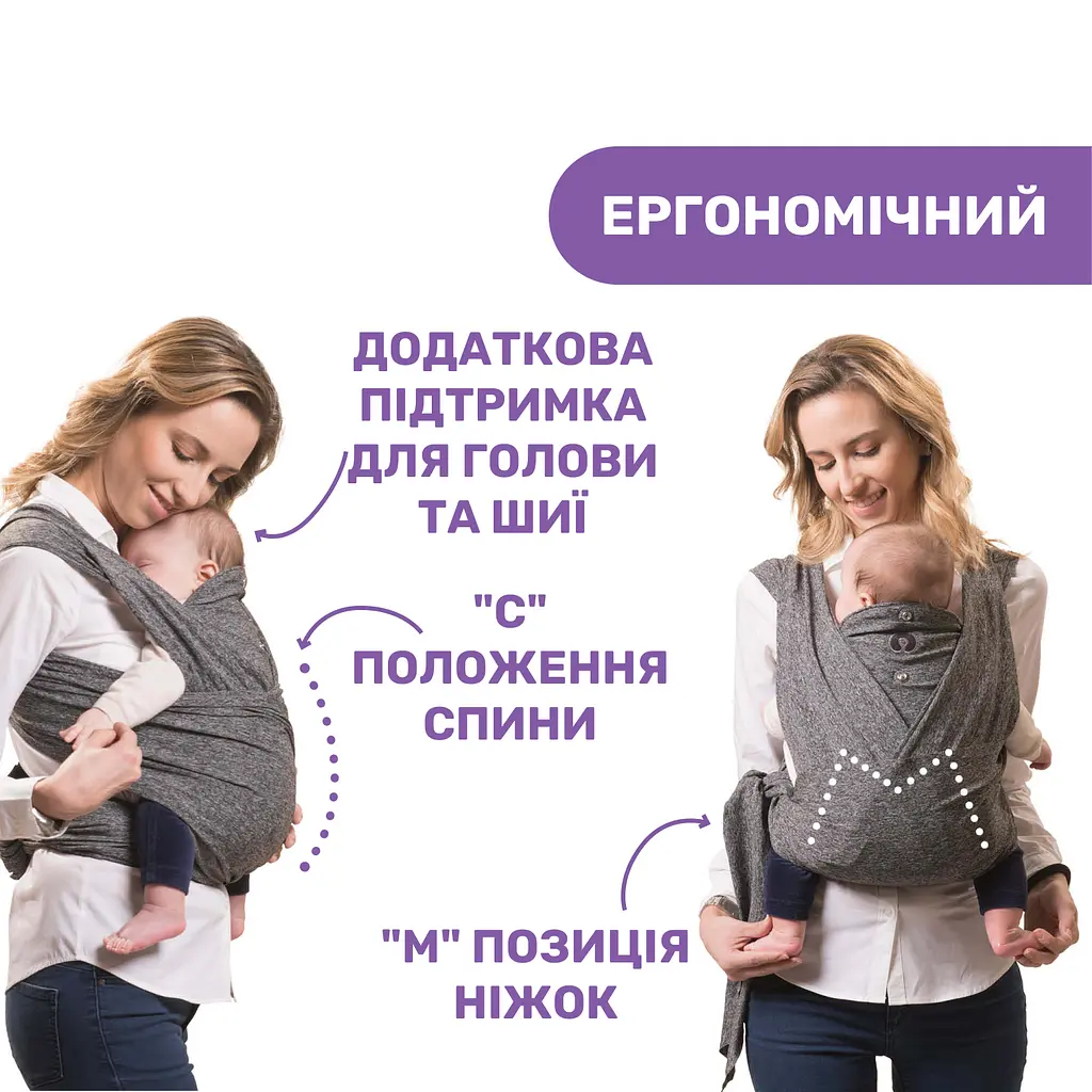 Слінг Chicco Boppy ComfyFit Evolution сірий (79953.47) - фото 3