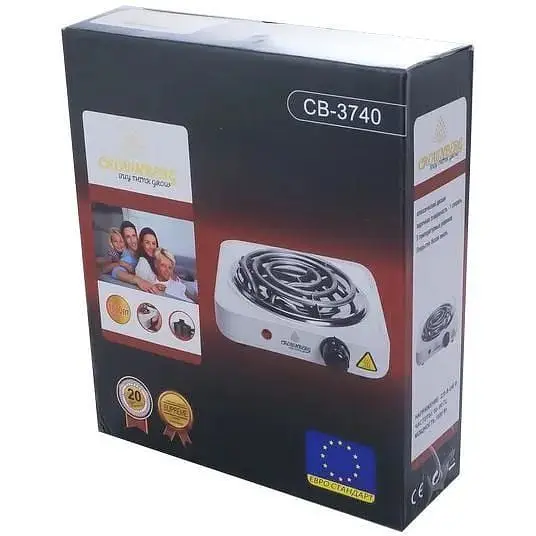 Плита одноконфоркова електрична плита Crownberg Cb 3740 переносна настільна спіральна - фото 4