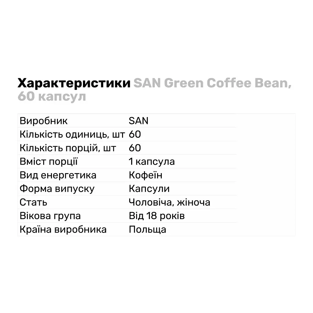 Натуральна добавка San Green Coffee Bean 60 капсул - фото 2