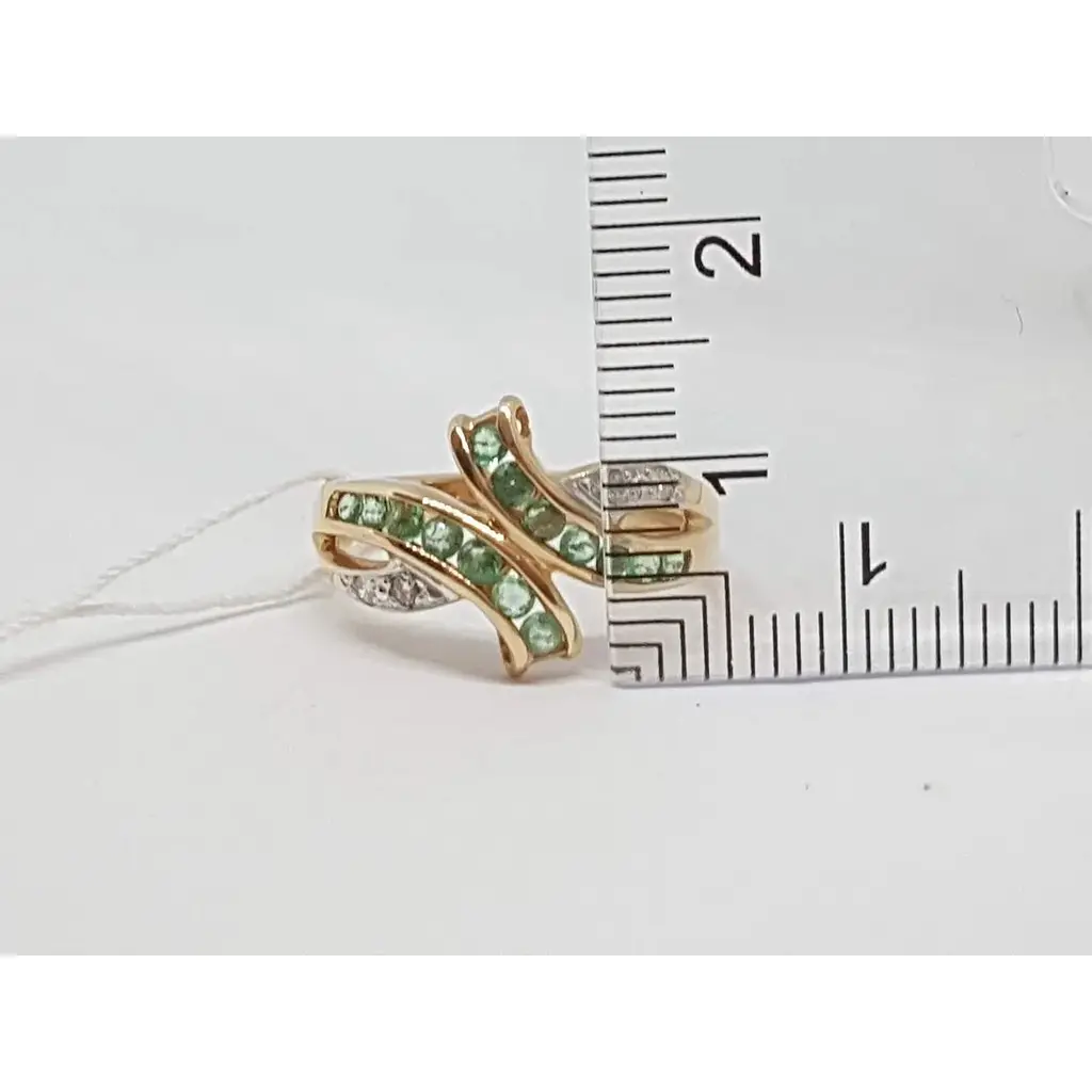 Золоте кільце Центрумикс трейд з діамантами і смарагдом. RE6116K 17 - фото 4