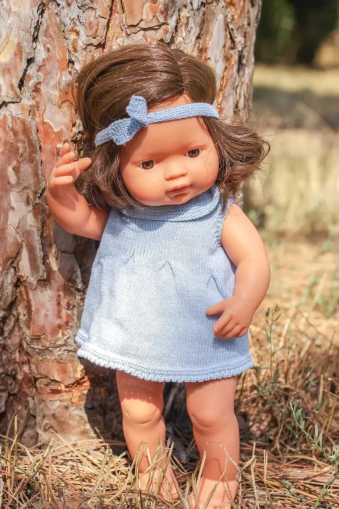 Сукня для ляльок з пов'язкою для волосся Miniland 38 см блакитна (31687) - фото 3