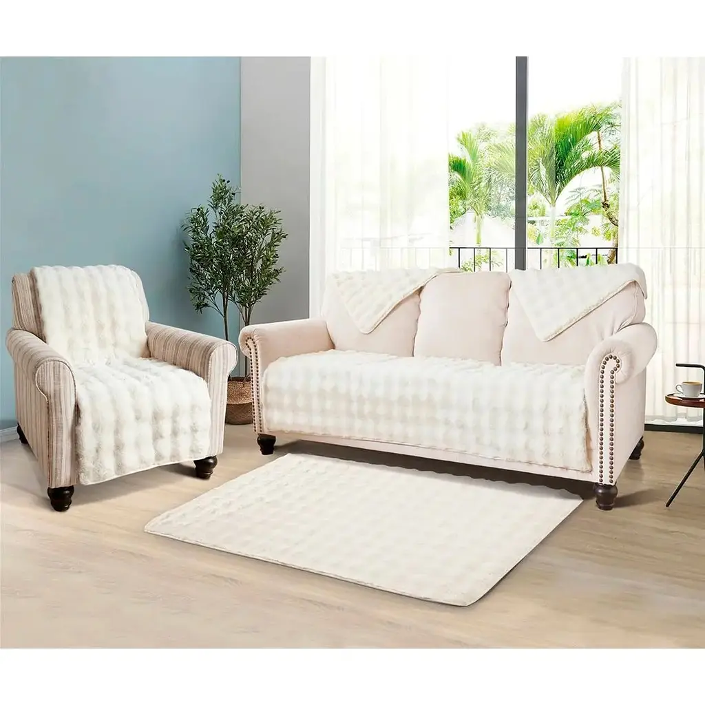 Накидка для м'яких меблів Love You ly8403 хутряна 90x210 см айворі (8403)
