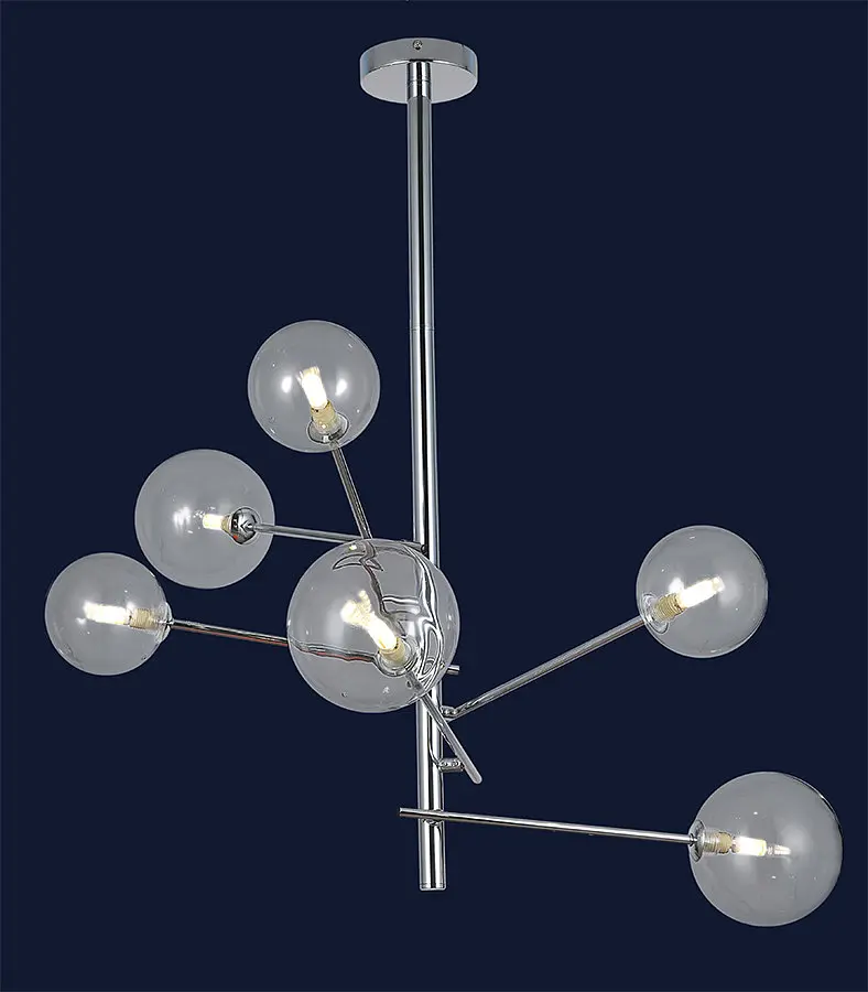 Люстра стельова LED Levistella 761LLP01-6 CR+CL, 6 ламп G9, хром, прозоре скло, сучасний стиль - фото 4