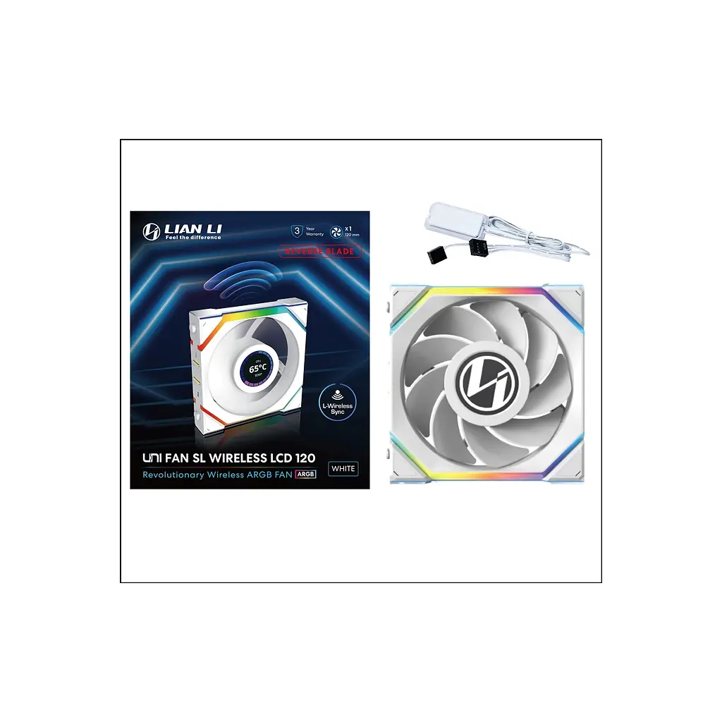 Кулер для корпуса Lian Li Uni Fan SL WIRELESS LCD Reverse, 120-1 (G99.12RSLLCD1W1W.00) - фото 6