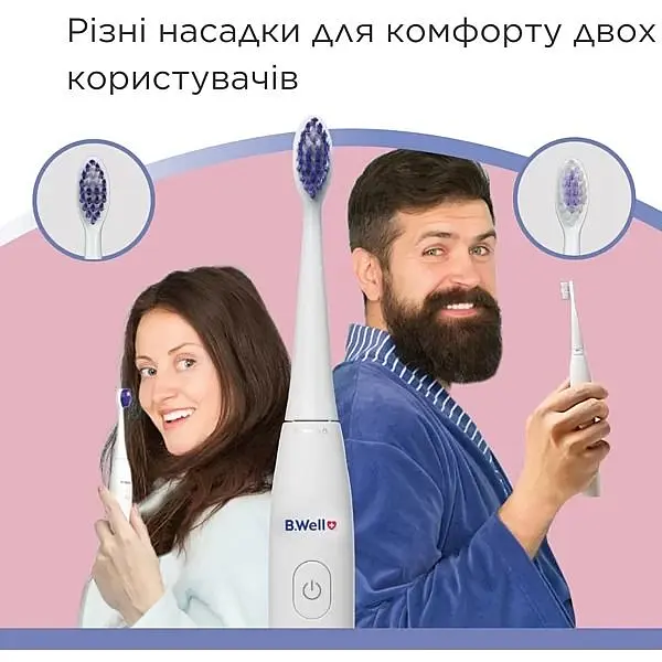 Насадка біла для зубної щітки B.Well PRO-850 (2 шт/компл) - фото 7