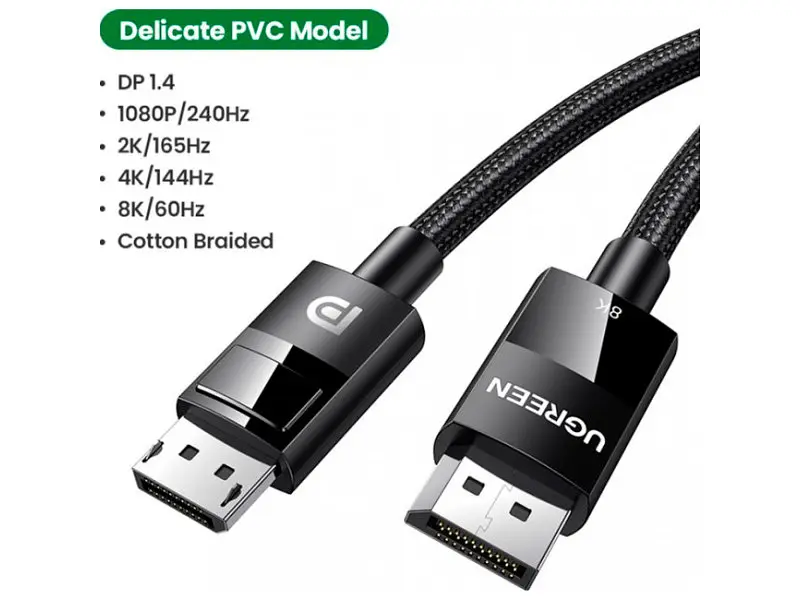 Кабель UGREEN DP114 DisplayPort to DisplayPort 1.4 8K 3m Black (80393) - фото 3