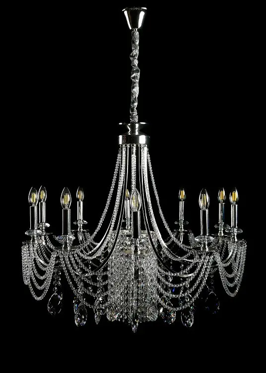 Ефектна підвісна кришталева люстра Splendid Ray L6008/10 (SILVER) - хром, 10xE14, діаметр 85 см, від 18 до 28 м2 - фото 2