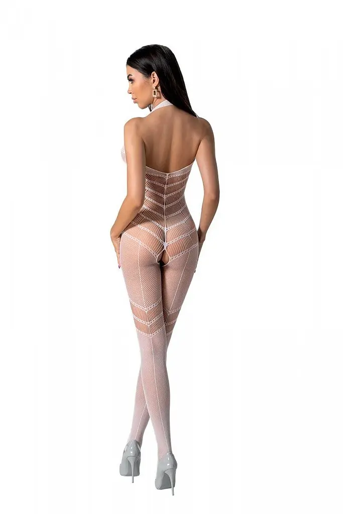 Бодістокінг з плетінням на животику Passion BS100 One Size, white, декоративний шов, з доступом - фото 2
