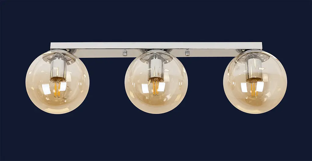 Люстра стельова LED Levistella 756XPR150F-3 CR+BR (500), 3 плафона E27, хром + коричневий, 150 мм, сучасний стиль для дому - фото 2