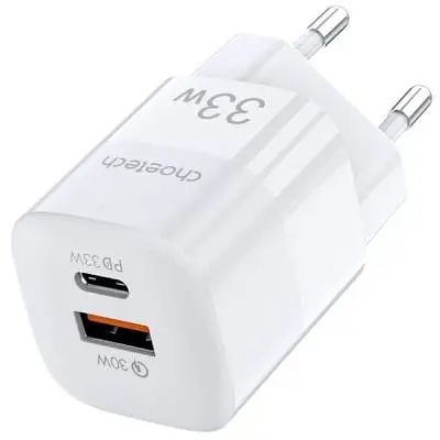 Зарядний пристрій Choetech GaN USB-A/USB-C 33W QC3.0/PD/PPS (PD5006-EU-WH) - фото 2