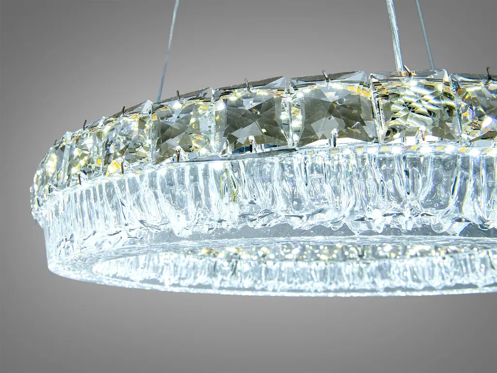 Підвісна LED люстра золото 64Вт кільце пульт 11м² - фото 5