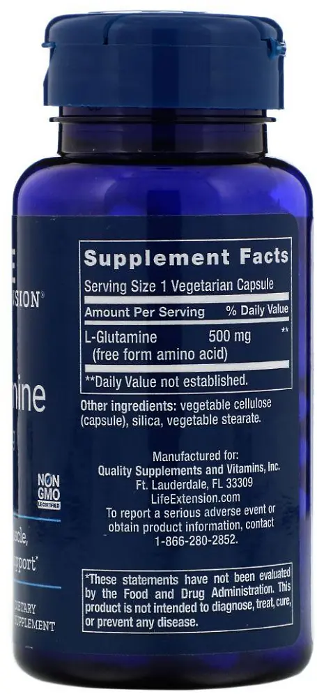 Глютамін 500 мг Life Extension L-Glutamine 100 капс - фото 2