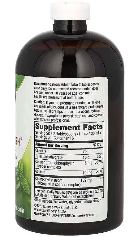 Рідкий хлорофіл 480мл., (Chlorofresh) зі смаком м'яти, здорова шкіра й детоксикація організму, Nature's Way. - фото 2