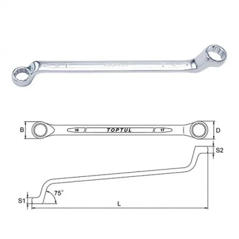 Ключ Toptul гайковий накидний (кут 75 °) 30х32мм (AAEI3032) - фото 2
