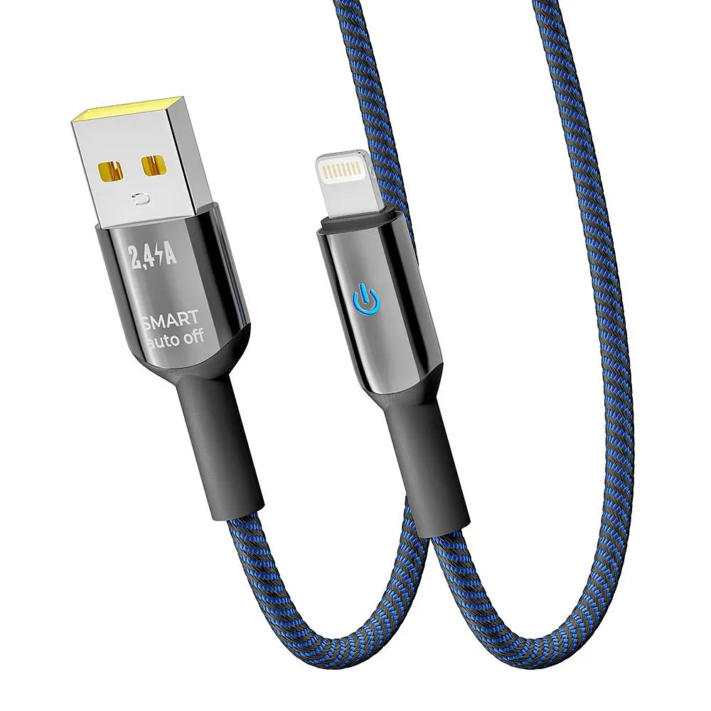 Кабель для заряджання та обміну даними Yoki YK-SM31 SMART Series USB/Lightning 12W 2.4A/5V 2 м Чорно-Синій - фото 7