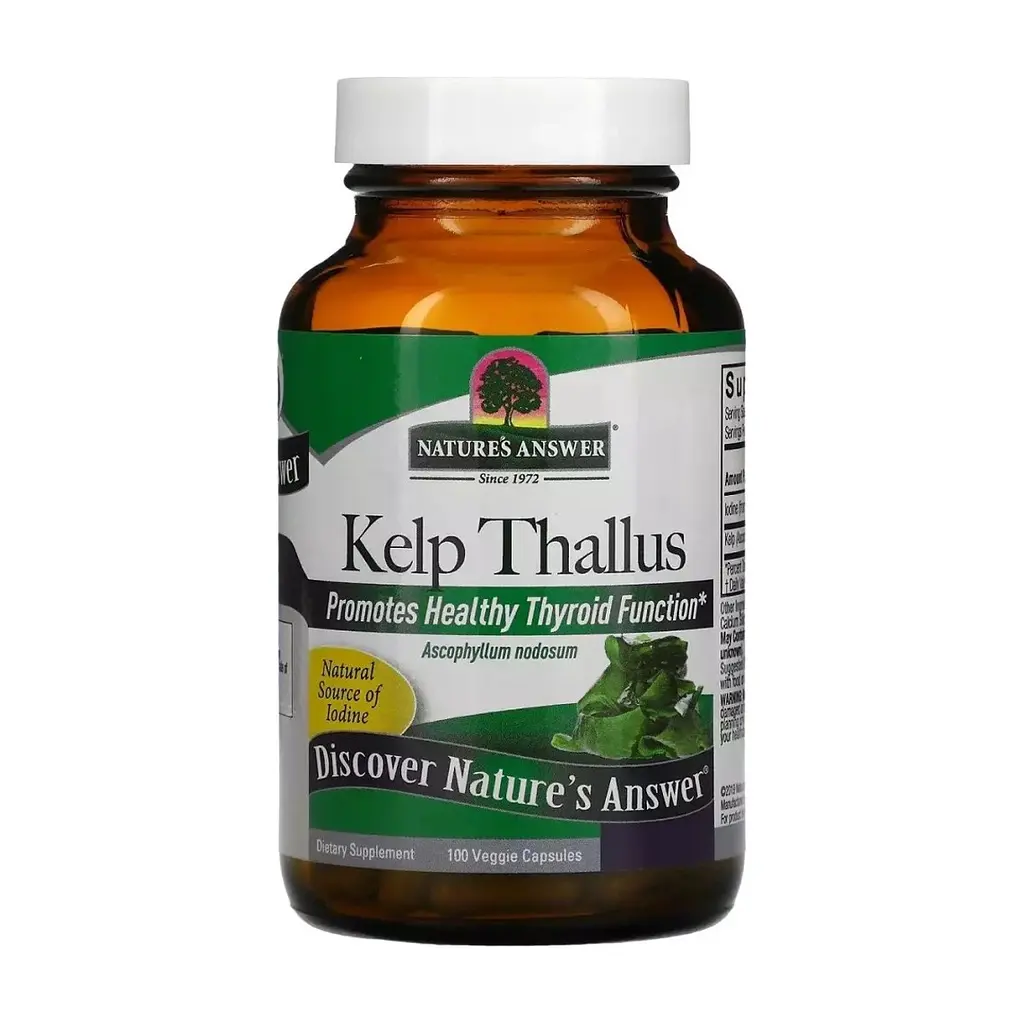 Трави Nature's Answer Бурі водорості, Kelp Thallus, 100 вегетаріанських капсул (NTA-16290)