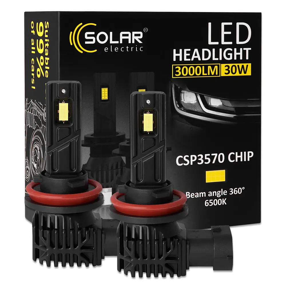 Автолампа Solar LED H8-H11-H16 12/24V 30W 3000 Lm 6500K CSP3570 2 шт. (8411S2) - фото 4