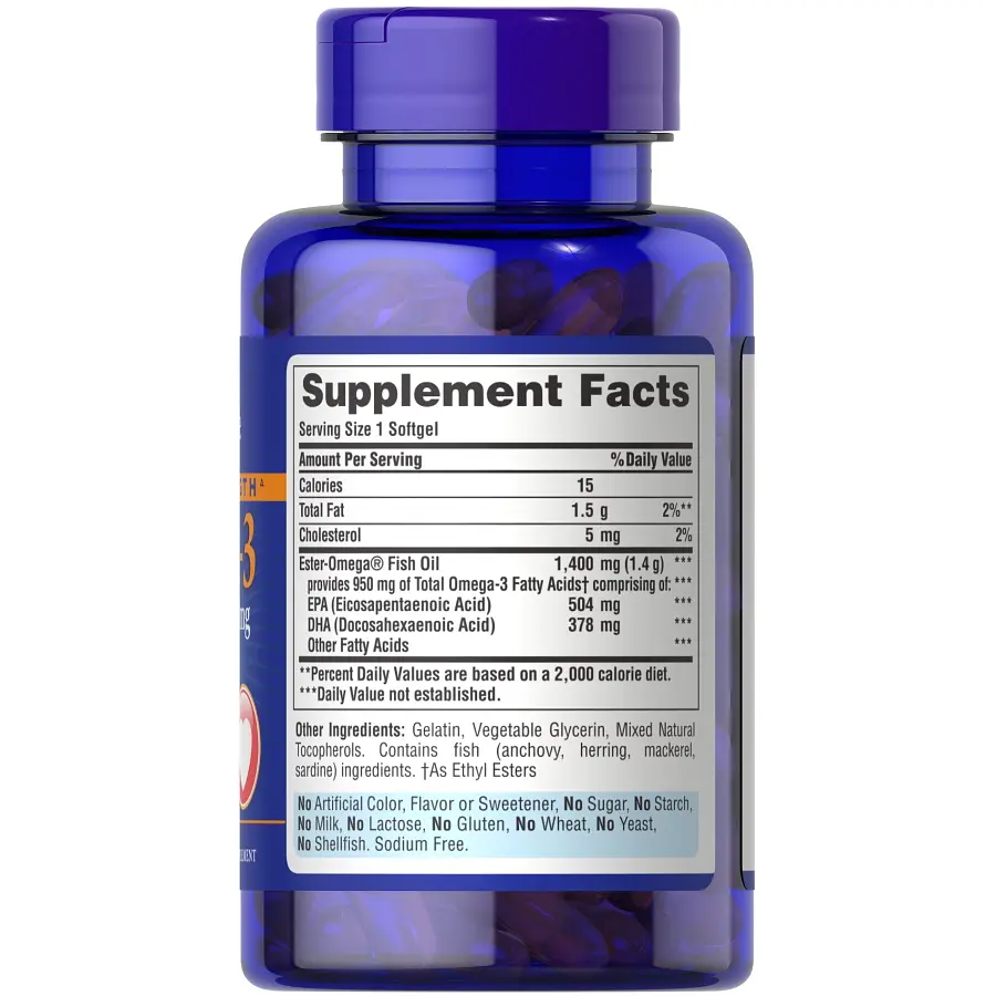 Жирные кислоты Puritan's Pride Triple Strength Omega 3 Fish Oil 1400 мг 60 капсул - фото 2