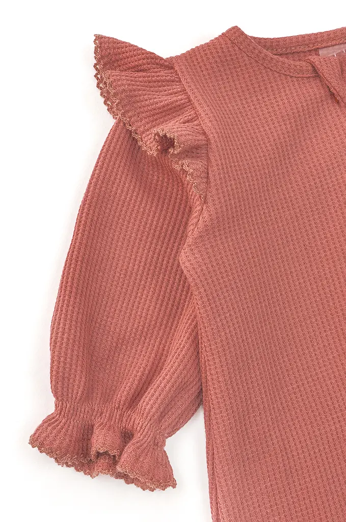 Комбинезон на молнии и шапочка-тюрбан для девочки Burgundy - фото 6