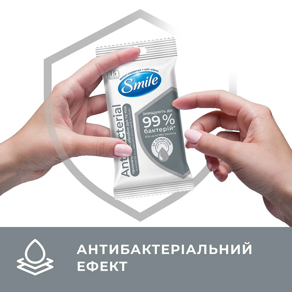 Влажные салфетки Smile Antibacterial с Д-пантенолом 15 шт. в ассортименте - фото 6