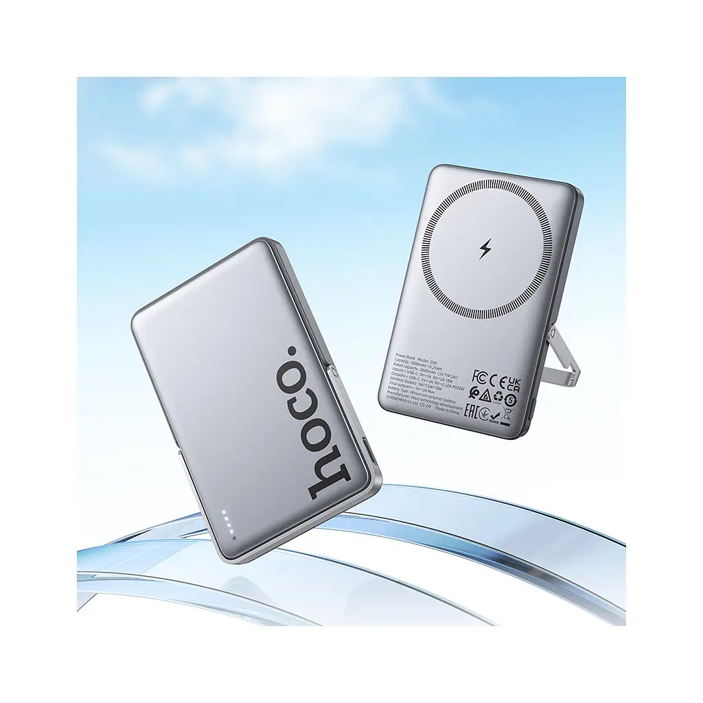 Батарея універсальна HOCO 5000mAh Sunlight PD/20W Magnetic Metal Grey (Q36 / 714986) - фото 7