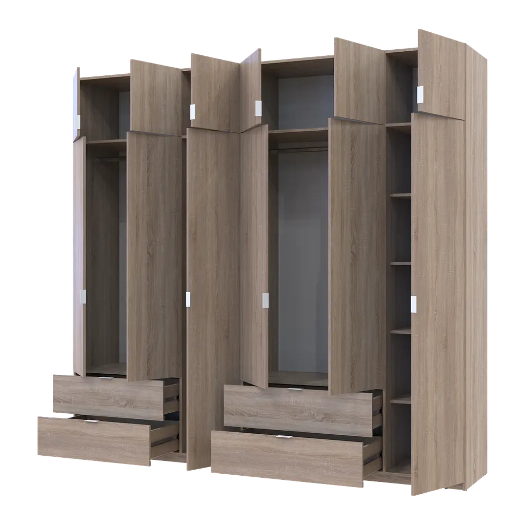 Розпашна Шафа для одягу Doros Лукас Дуб сонома 3+3 ДСП 255х50х240 (42005111) - фото 2
