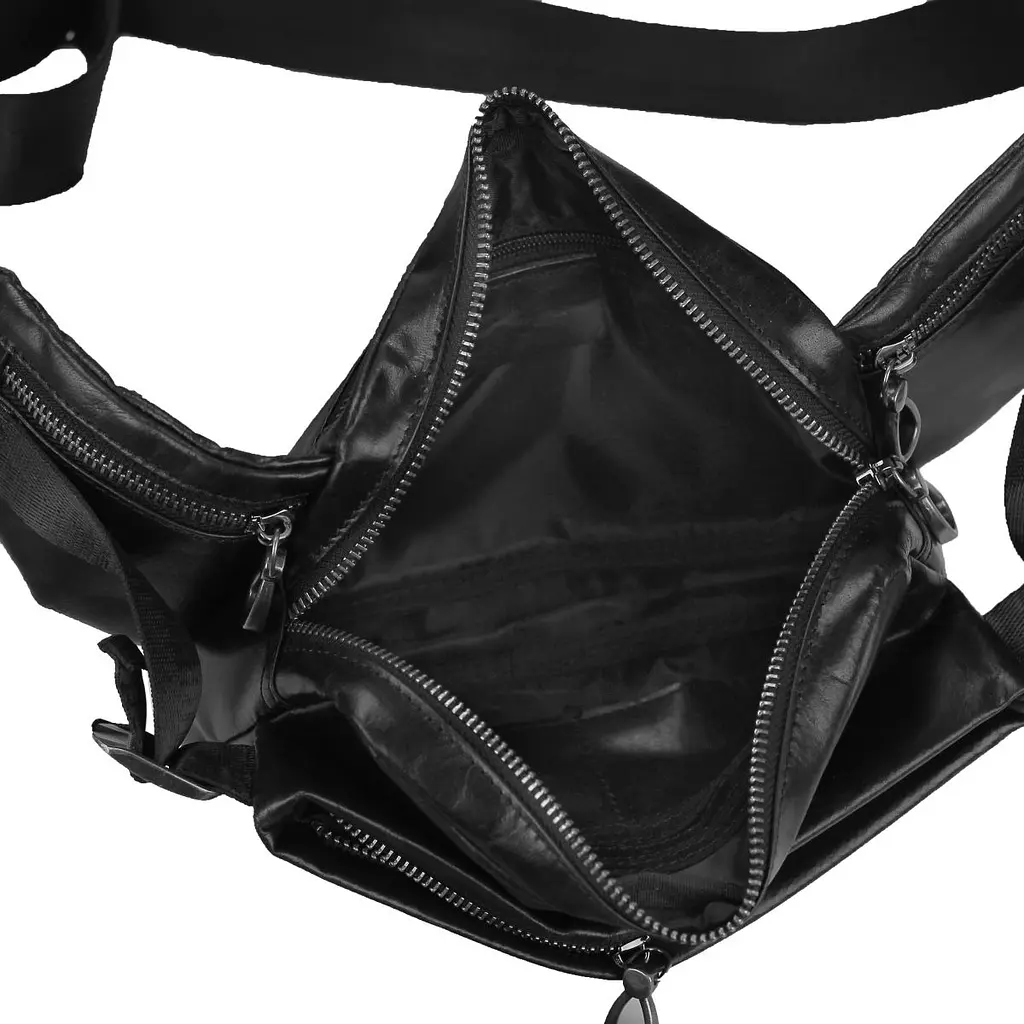 Сумка на пояс з натуральної шкіри чорна Tiding Bag 1001A - фото 4