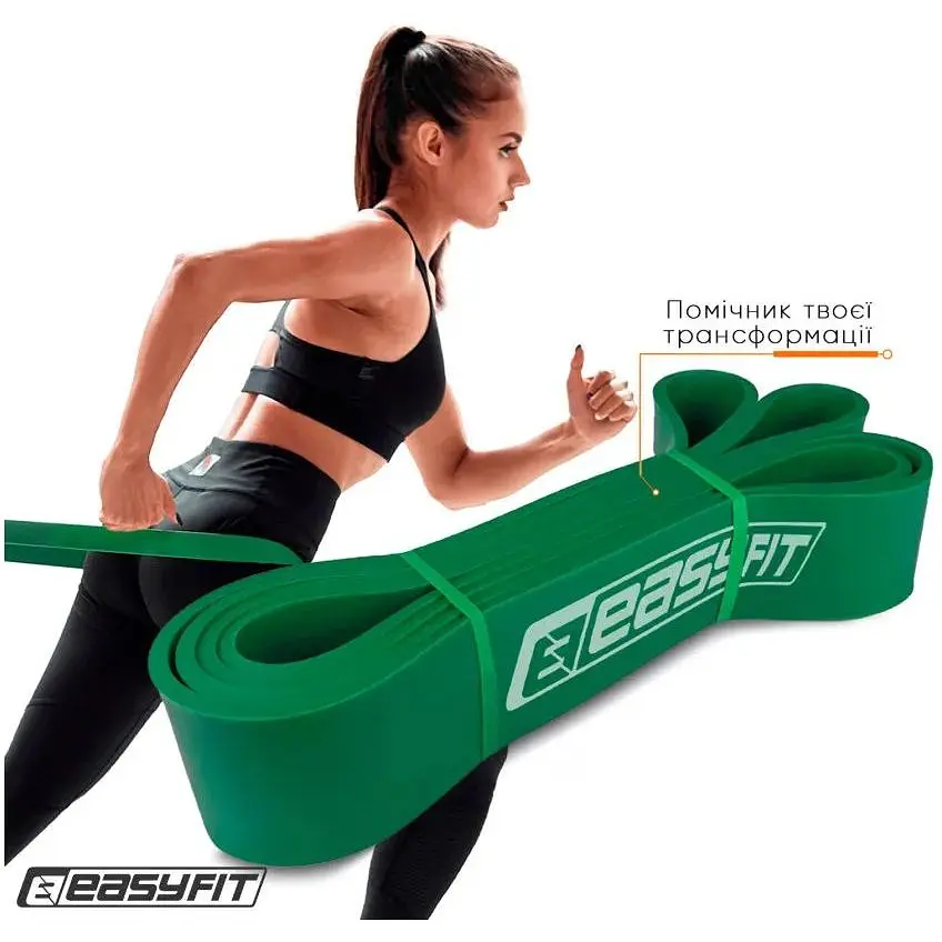 Резиновая петля-эспандер Easyfit Origin 19-65 кг резинка для подтягиваний, фитнеса и тренировок Зеленая (EF-2654-5) - фото 2