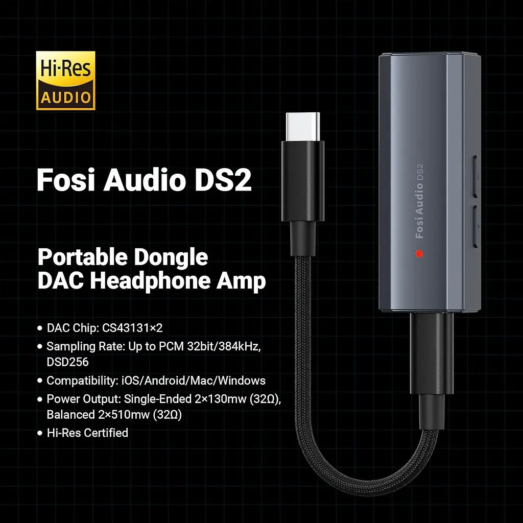 Конвертер звуку для навушників Fosi Audio DS2 2025 (чорний) - фото 6