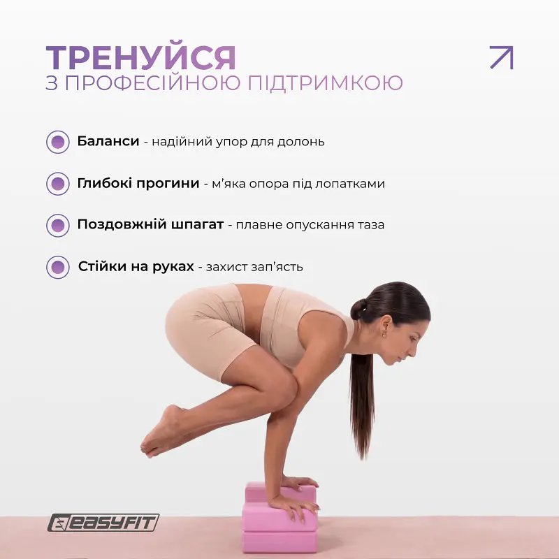 Блок для йоги EasyFit EVA Рожевий - фото 5