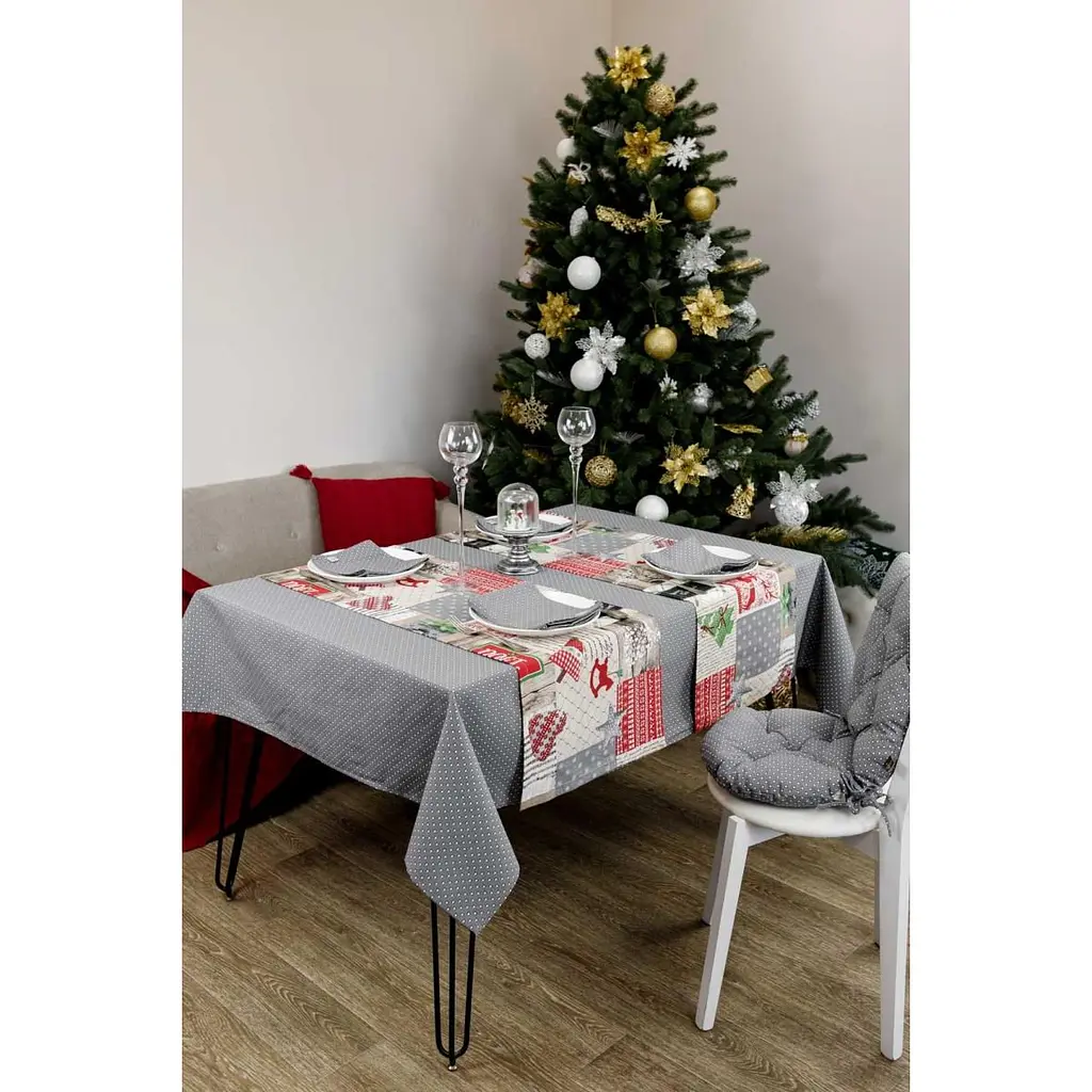 Скатерть Прованс Merry Christmas 180х132 см серая (31467) - фото 6