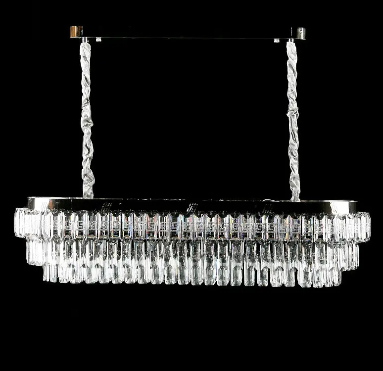 Овальна хромована кришталева світлодіодна люстра Splendid Ray L2211/1000*350/8+LED (CR), 100 см на 8 ламп - фото 4