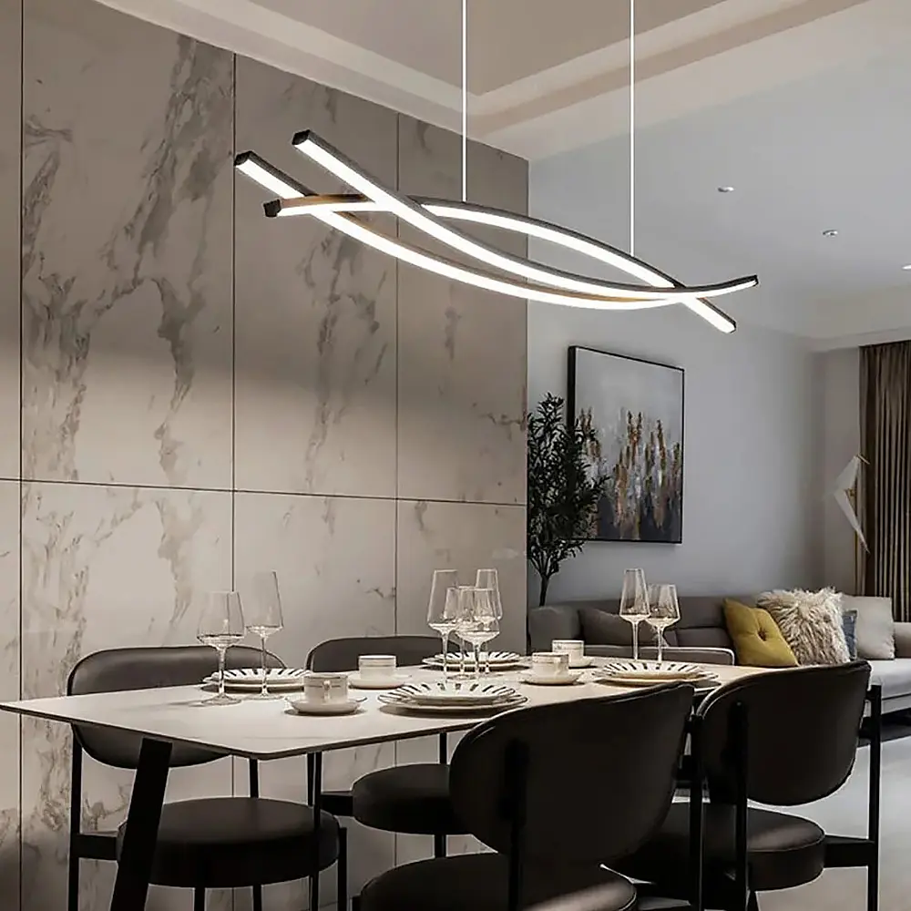 Люстра современная черная в двух размерах Line.F Длина 100 см - фото 9