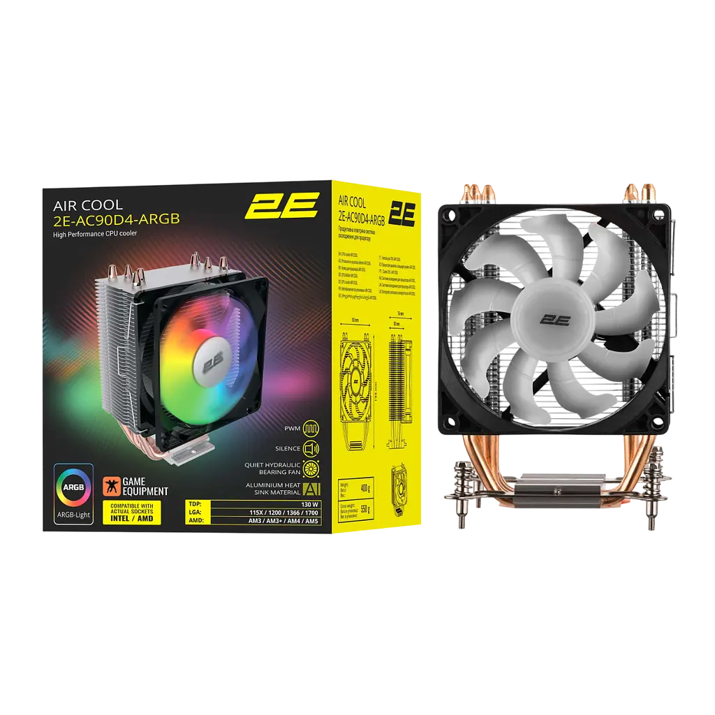 Повітряне охолодження 2E Gaming AC90D4 ARGB Black (2E-AC90D4-ARGB) - фото 3
