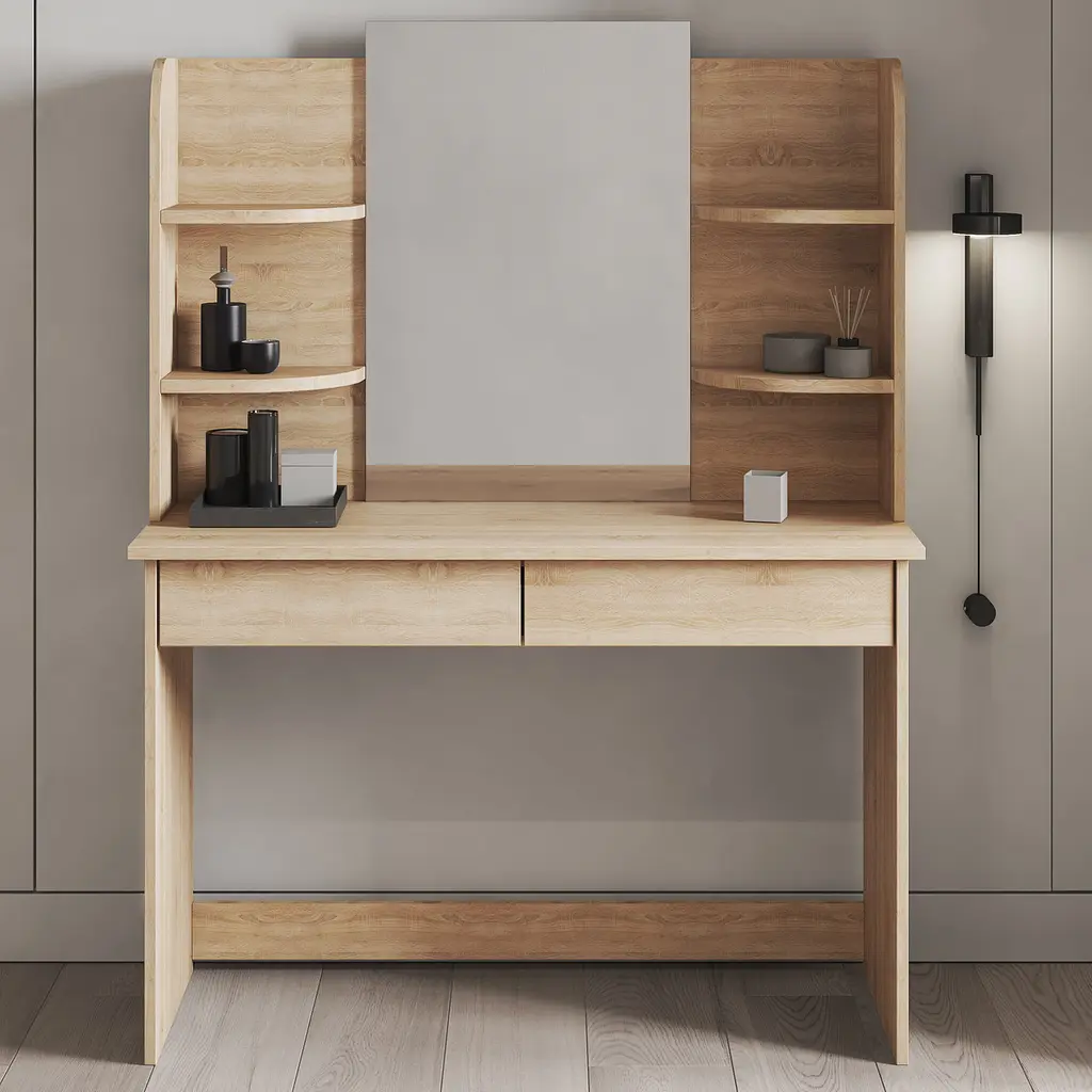 Туалетний столик із дзеркалом та поличками з ДСП F-114 - фото 3