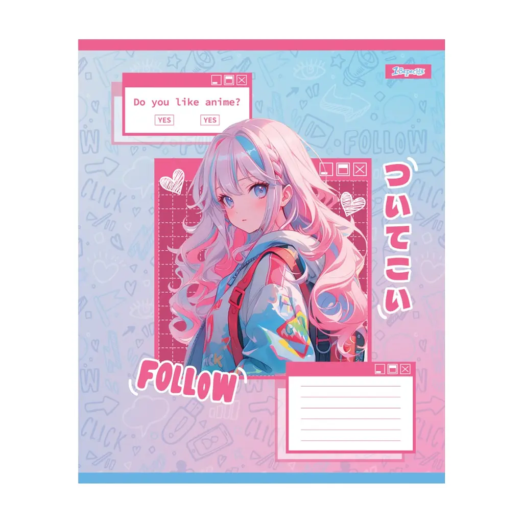 Зошит 1 вересня Follow Anime А5 12 аркушів лінія (768120), в асортименті - фото 2