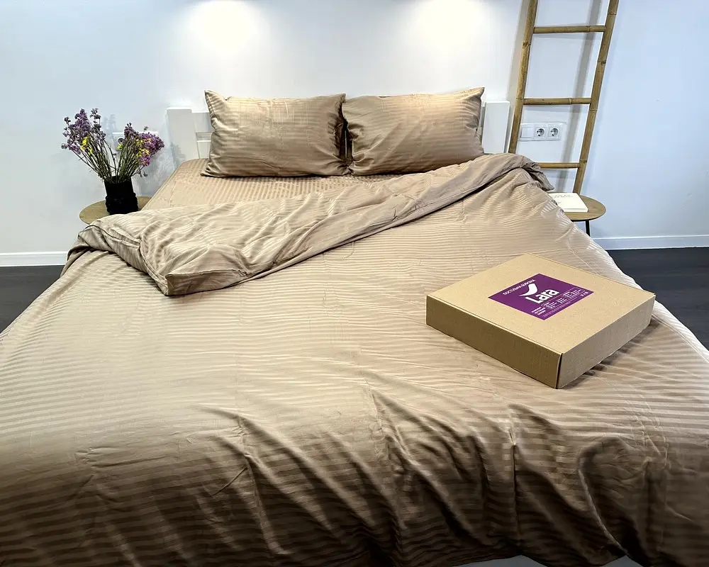 Постільна білизна LARA сатин-страйп LUX natural d13204е євро - фото 4