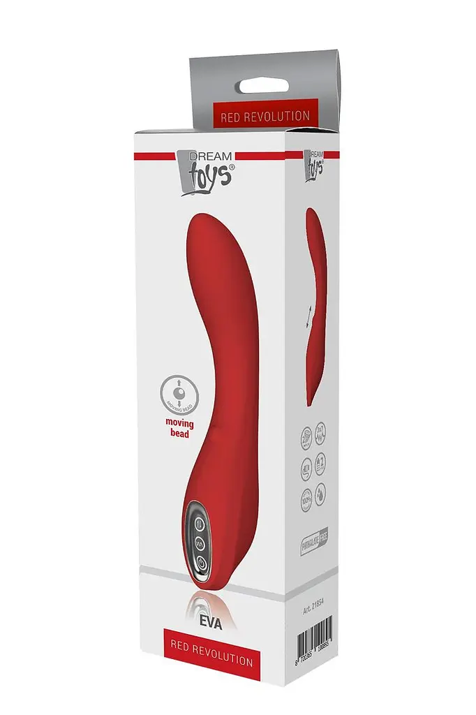 Вібратор силіконовий Dream Toys Red Revolution Eva з рухомою кулькою 2 мотори 7 режимів IPX7 водонепроникний - фото 3