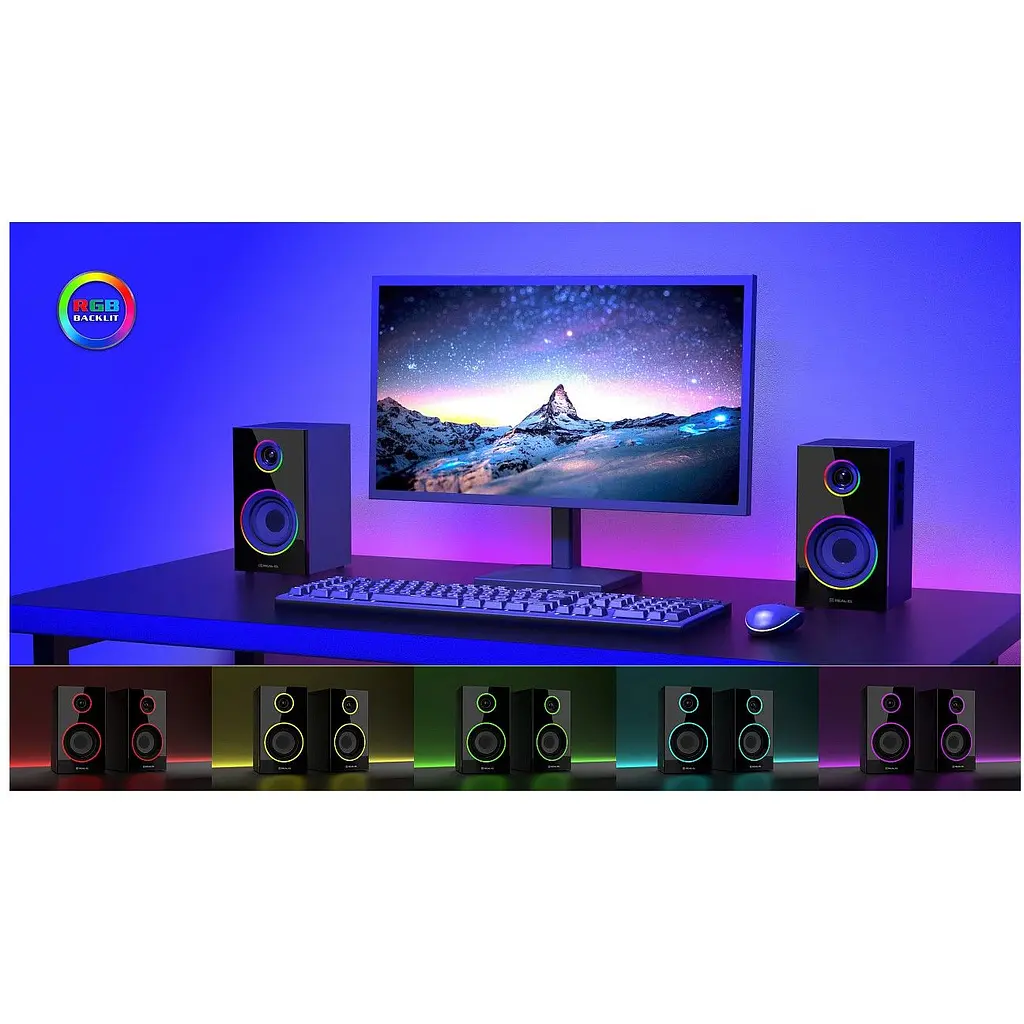 Компьютерные колонки 2.0 Real-El RS410 RGB Bluetooth Black 12 Вт - фото 10
